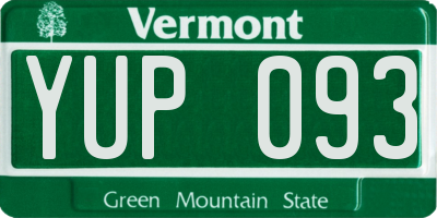 VT license plate YUP093