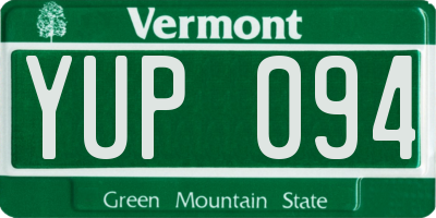 VT license plate YUP094