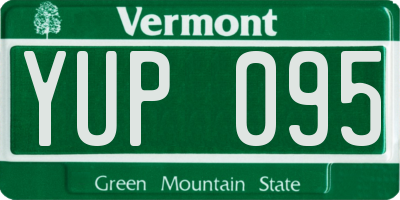VT license plate YUP095