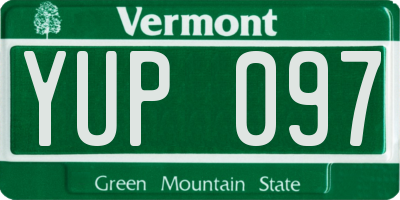 VT license plate YUP097