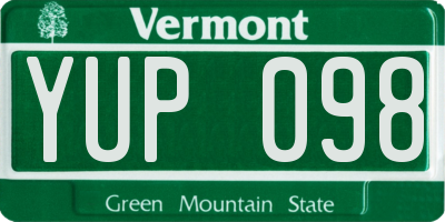 VT license plate YUP098