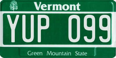 VT license plate YUP099