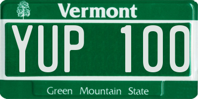 VT license plate YUP100