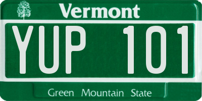 VT license plate YUP101