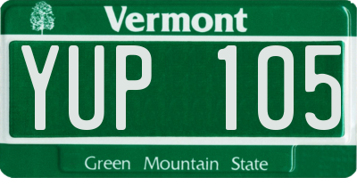 VT license plate YUP105