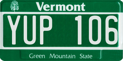 VT license plate YUP106