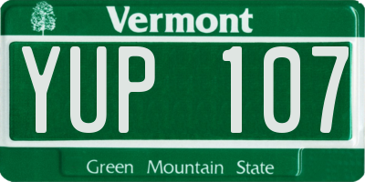 VT license plate YUP107