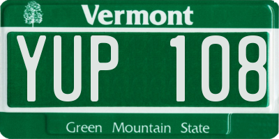 VT license plate YUP108
