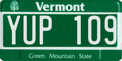 VT license plate YUP109