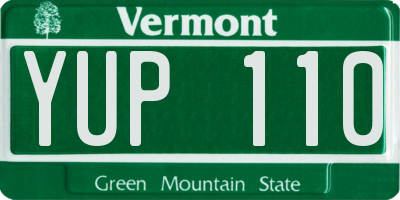 VT license plate YUP110