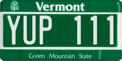 VT license plate YUP111