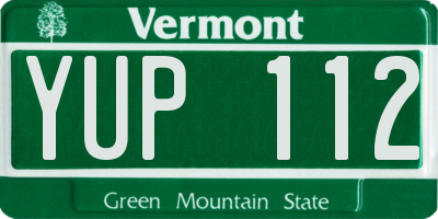 VT license plate YUP112