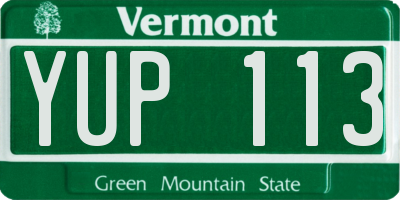 VT license plate YUP113