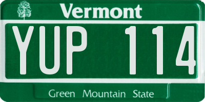 VT license plate YUP114
