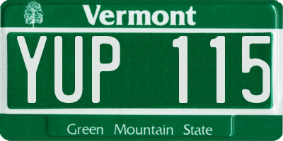 VT license plate YUP115