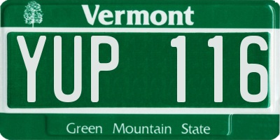 VT license plate YUP116