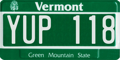 VT license plate YUP118