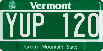 VT license plate YUP120