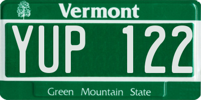 VT license plate YUP122
