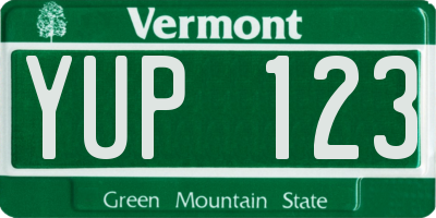 VT license plate YUP123