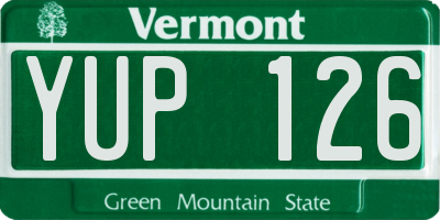 VT license plate YUP126