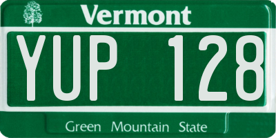 VT license plate YUP128