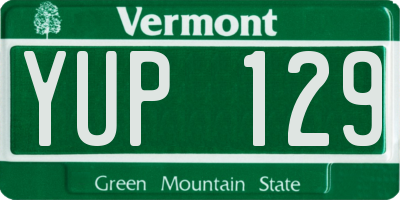VT license plate YUP129