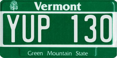 VT license plate YUP130