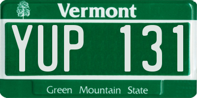 VT license plate YUP131