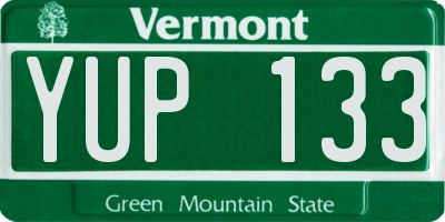 VT license plate YUP133