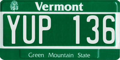 VT license plate YUP136