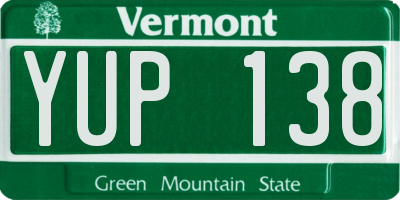 VT license plate YUP138