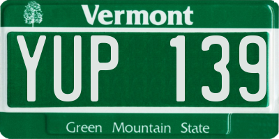 VT license plate YUP139