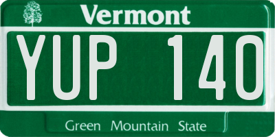 VT license plate YUP140