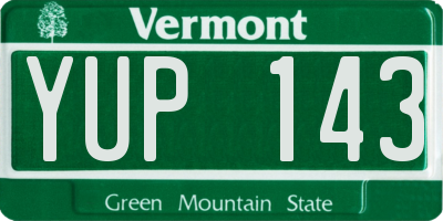 VT license plate YUP143