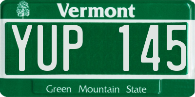 VT license plate YUP145