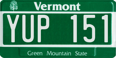 VT license plate YUP151