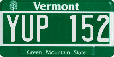 VT license plate YUP152