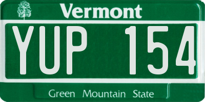 VT license plate YUP154