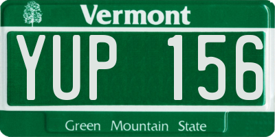 VT license plate YUP156