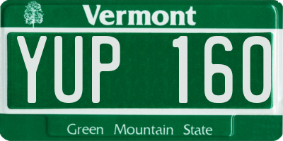 VT license plate YUP160