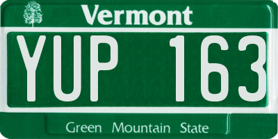 VT license plate YUP163