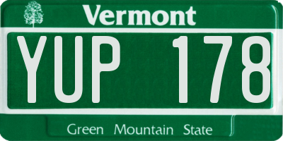 VT license plate YUP178