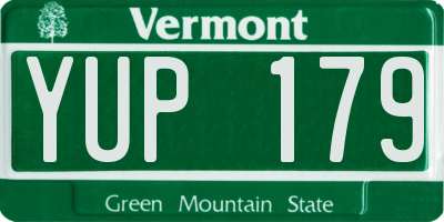 VT license plate YUP179