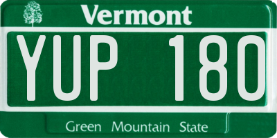 VT license plate YUP180