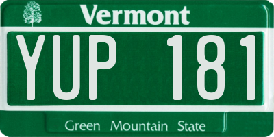 VT license plate YUP181