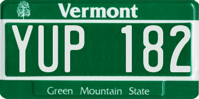 VT license plate YUP182
