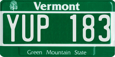 VT license plate YUP183
