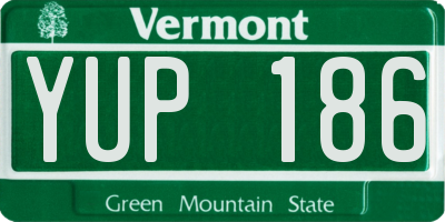 VT license plate YUP186