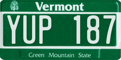 VT license plate YUP187